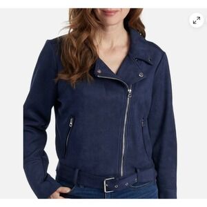 Laundry by Shelli Segal Women's Pink Moto Jacket with Zipper Pockets – Size M